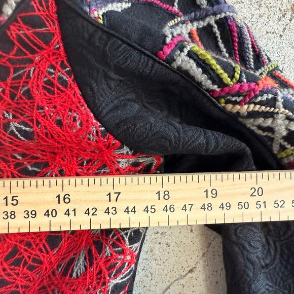 Boho Embroidered Coat Long Statement Artsy Jacket European Maximalist Womens M - Picture 12 of 12